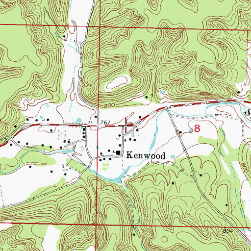 Topographic Map of Kenwood Fire Association, OK