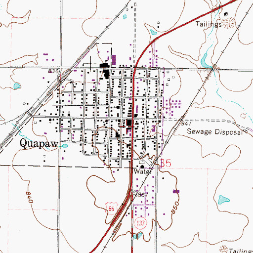 Topographic Map of Quapaw Volunteer Fire Department, OK