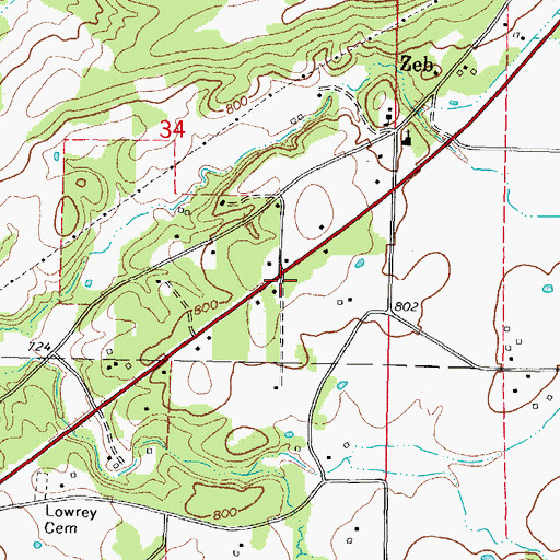 Topographic Map of Woodall Fire Department Station 1, OK