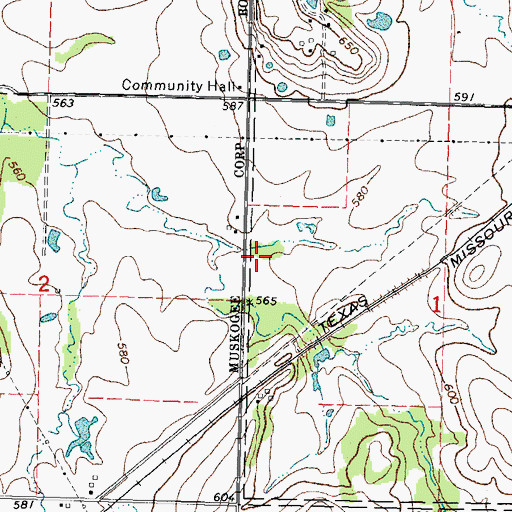 Topographic Map of Mountain View Volunteer Fire Department, OK