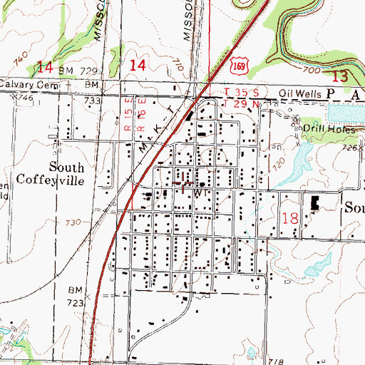 Topographic Map of South Coffeyville Fire Department, OK
