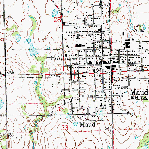 Topographic Map of Maud Fire Department, OK