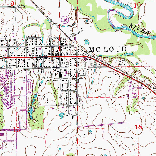 Topographic Map of McLoud Fire Department, OK