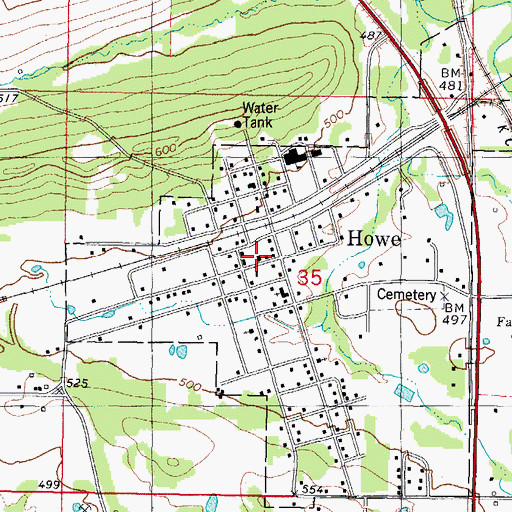 Topographic Map of Howe Fire Department, OK