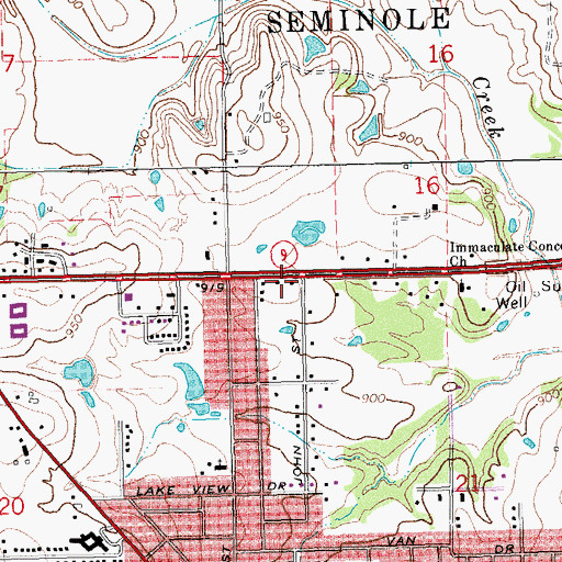 Topographic Map of Seminole Fire Department Station 2, OK