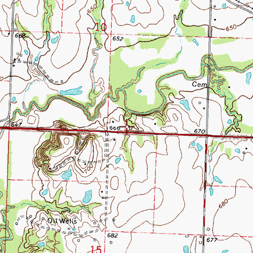 Topographic Map of Okmulgee Wildlife Management Area, OK