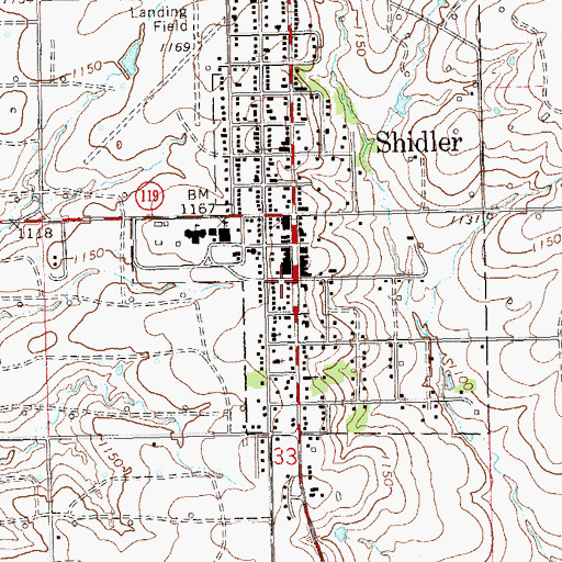 Topographic Map of Shidler Volunteer Fire Department, OK