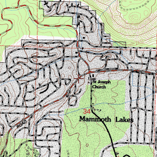Topographic Map of Saint Joseph Church, CA