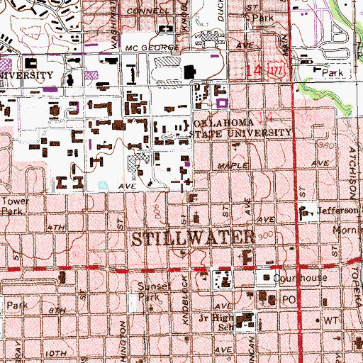 Topographic Map of Stillwater Fire Department Station 2, OK