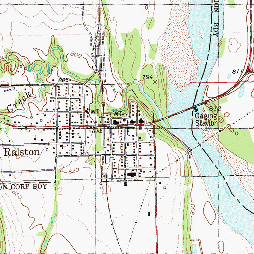 Topographic Map of Ralston Volunteer Fire Department, OK