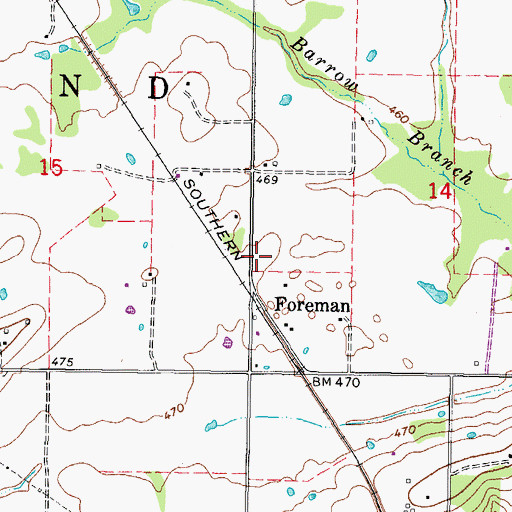 Topographic Map of Redland Fire Department, OK