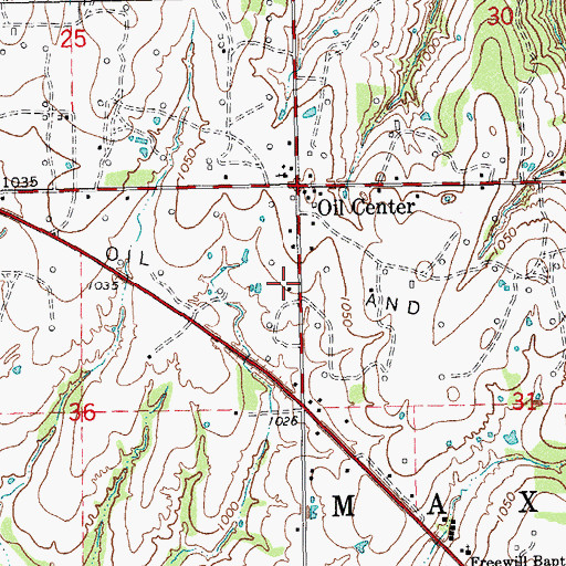 Topographic Map of Oil Center Fire Department, OK