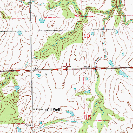 Topographic Map of Merrick Volunteer Fire Department, OK