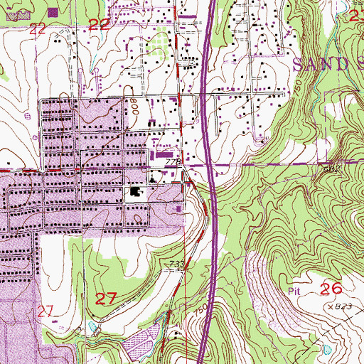 Topographic Map of Sand Springs Fire Department Station 2, OK