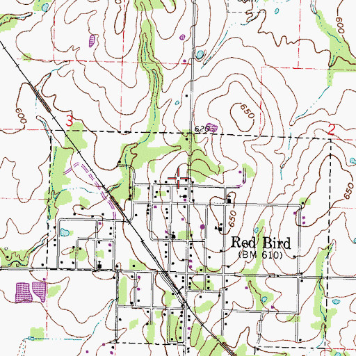Topographic Map of Town of Red Bird Community Volunteer Fire Department, OK
