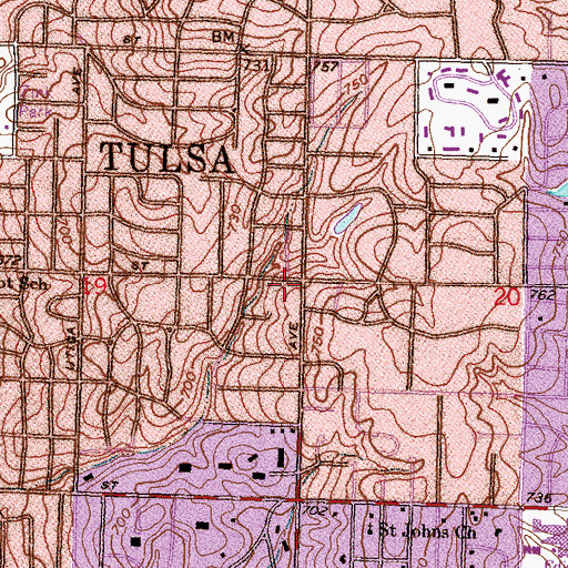 Topographic Map of Tulsa Fire Department Station 14, OK