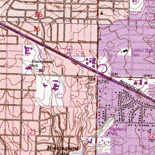 Topographic Map of Tulsa Fire Department Station 21, OK