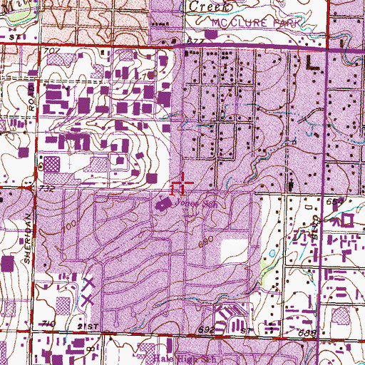 Topographic Map of Tulsa Fire Department District 2 Station 22, OK