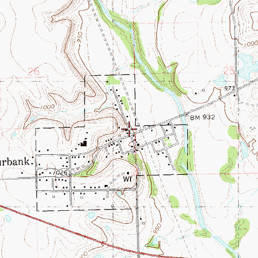 Topographic Map of Burbank Volunteer Fire Department, OK
