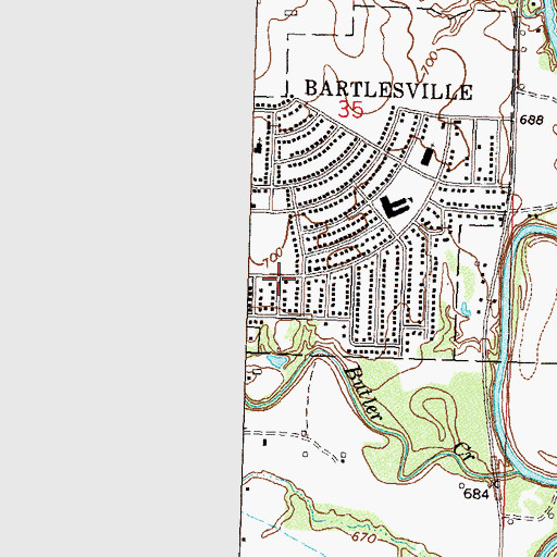 Topographic Map of Washington County Fire Department Station 1, OK