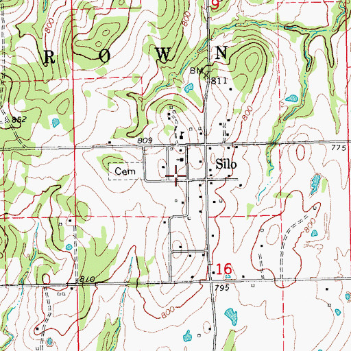Topographic Map of Silo Community Volunteer Fire Department, OK