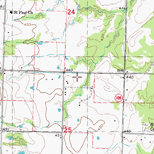 Topographic Map of Bluff Fire Department, OK