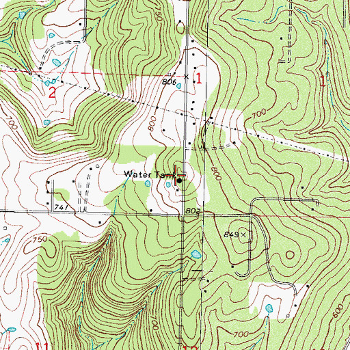 Topographic Map of Gooseneck Bend Volunteer Fire Department, OK