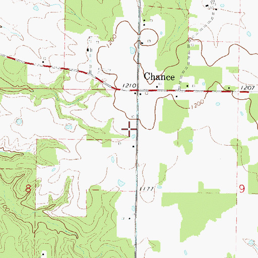 Topographic Map of Chance Volunteer Fire Department, OK