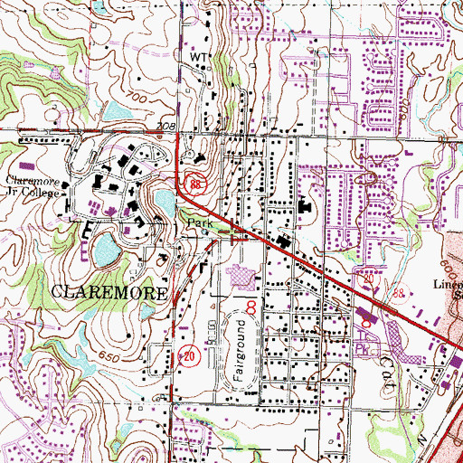 Topographic Map of Claremore Fire Department Station 2, OK