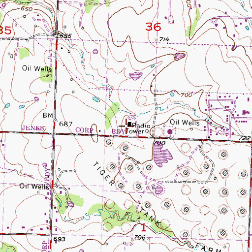 Topographic Map of Jenks Fire Department Station 2, OK