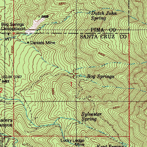 Topographic Map of Bog Springs, AZ