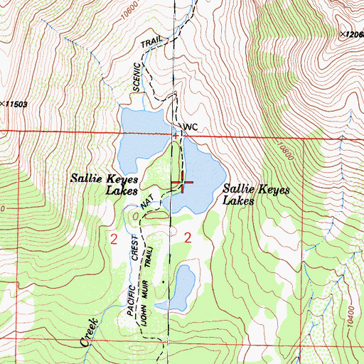 Topographic Map of Sallie Keyes Lakes, CA