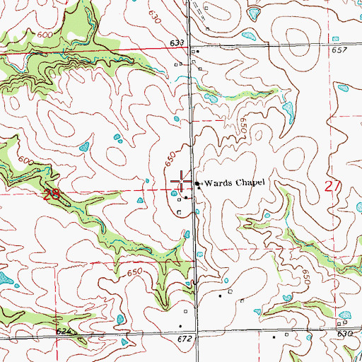 Topographic Map of Wards Chapel Fire Department, OK