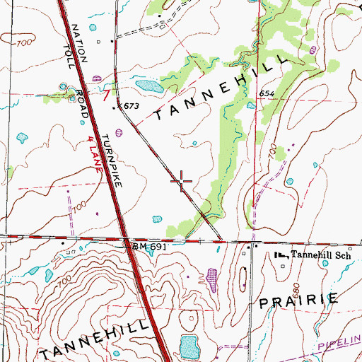 Topographic Map of Tannehill Volunteer Fire Department Substation 2, OK