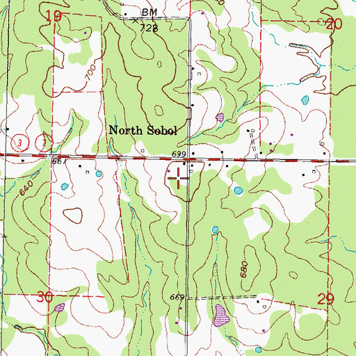 Topographic Map of Sobol Volunteer Fire Department, OK