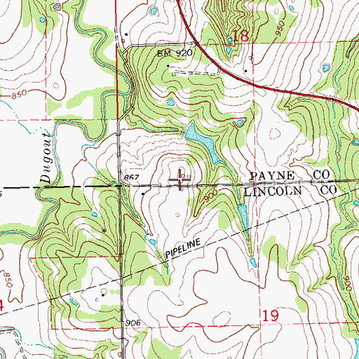 Topographic Map of Iowa Tribal Volunteer Fire Department, OK