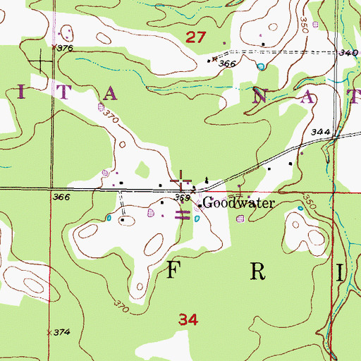 Topographic Map of Shinewell Fire Department Goodwater Substation, OK