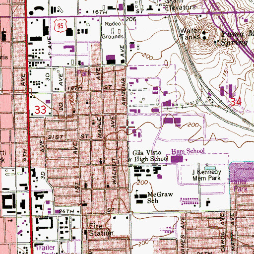 Topographic Map of Rural Metro Fire Department Station 1, AZ