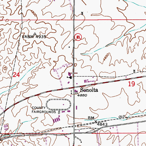 Topographic Map of Sonoita - Elgin Fire District, AZ