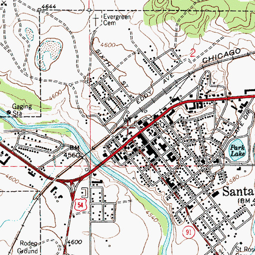 Topographic Map of Santa Rosa Volunteer Fire Department Main Station, NM