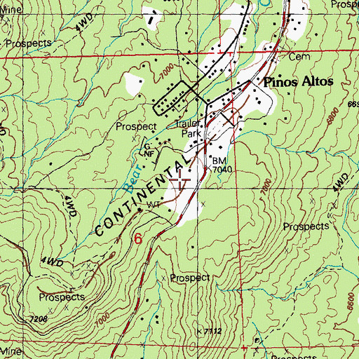 Topographic Map of Pinos Altos Volunteer Fire Rescue, NM