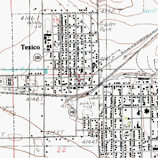 Topographic Map of Texico Volunteer Fire Department Station 1 Headquarters, NM