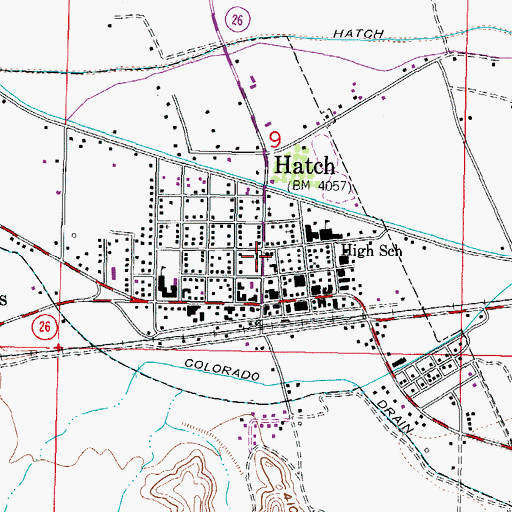 Topographic Map of Hatch Volunteer Fire Department, NM