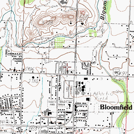 Topographic Map of Bloomfield Fire Department, NM