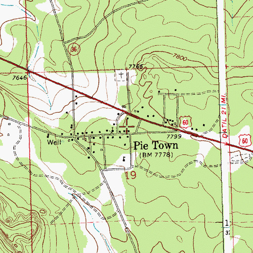 Topographic Map of Pie Town Emergency Medical Services, NM