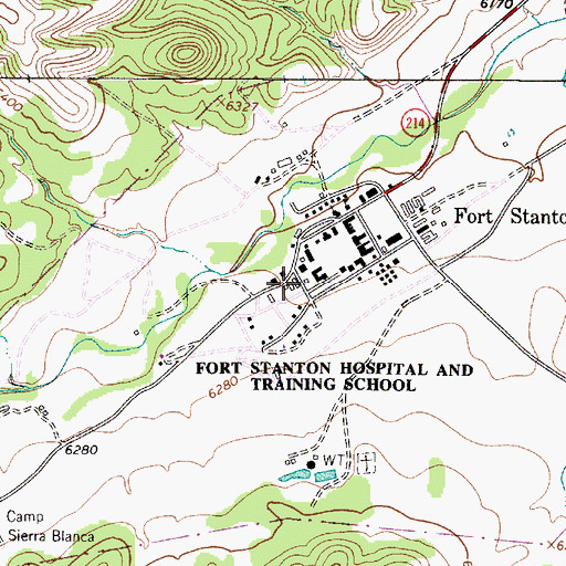 Topographic Map of Fort Stanton Volunteer Fire Department, NM