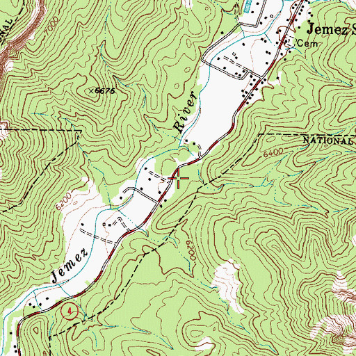 Topographic Map of Jemez Springs Volunteer Fire Department, NM