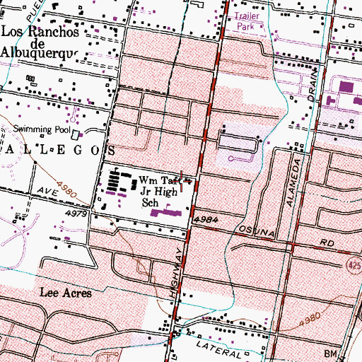 Topographic Map of Los Ranchos de Albuquerque Fire Department, NM