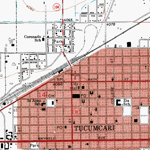 Topographic Map of Tucumcari Fire Department Station 1, NM