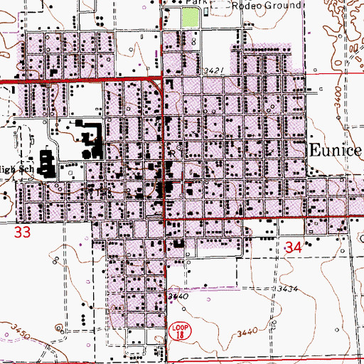 Topographic Map of Eunice Fire and Rescue Department, NM